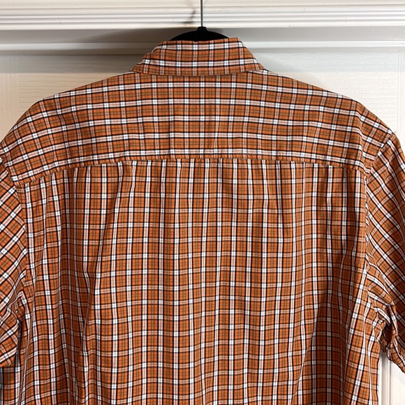 Timberland Plaid Orange Navy Buttoned Shirt Large - Picture 4 of 8